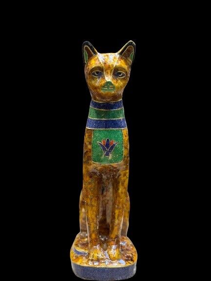 Antique Statue Goddess Bastet From Rare carved Ancient Egyptian Antiques Gods BC
