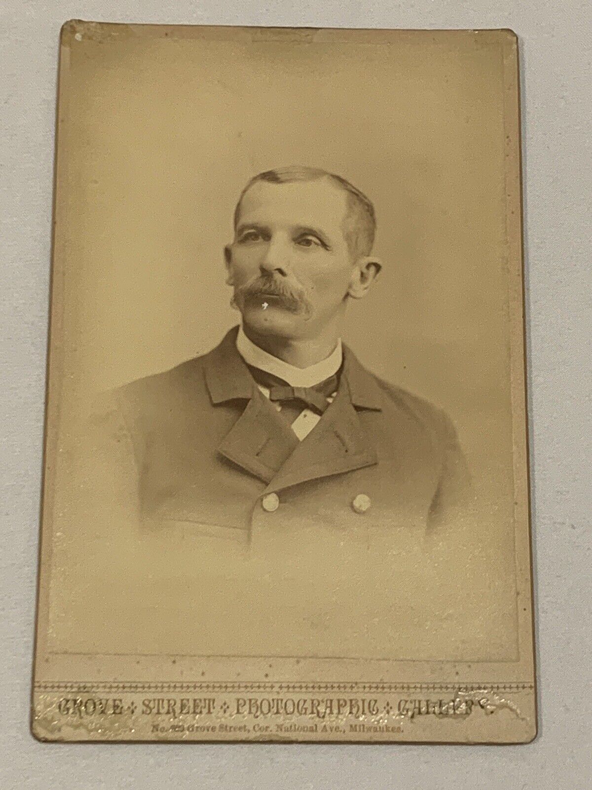 Antique Cabinet Card CDV Portrait Photograph Gentlemen Man Male Mustache Coat