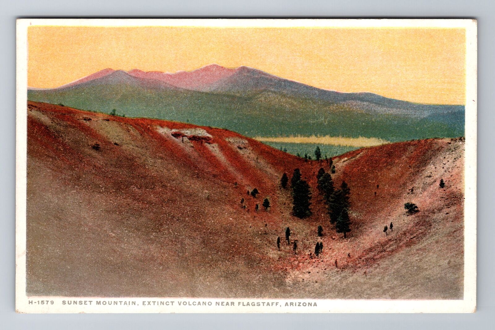 Flagstaff AZ-Arizona, Sunset Mountain, Antique, Vintage Postcard