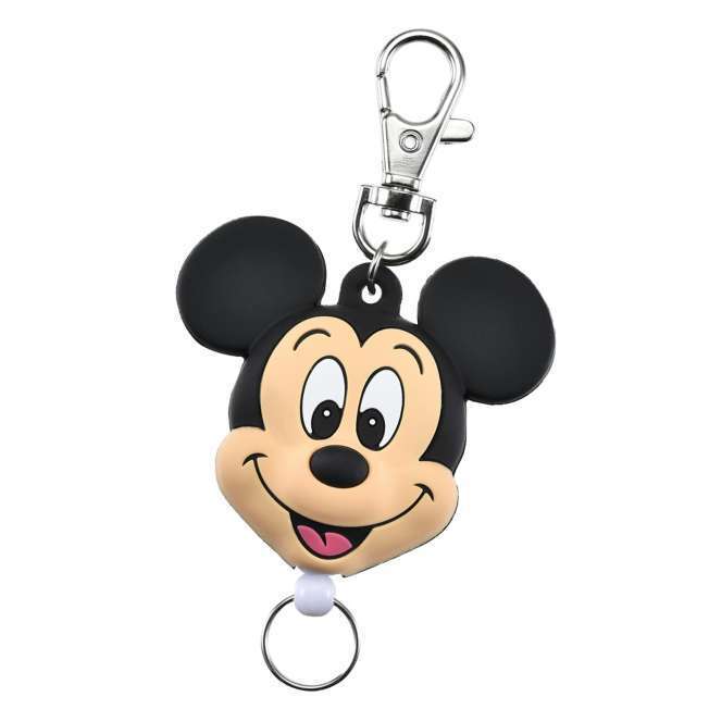 Mickey Keychain Reel Type Cute character face charm 3D Disney Store Japan New