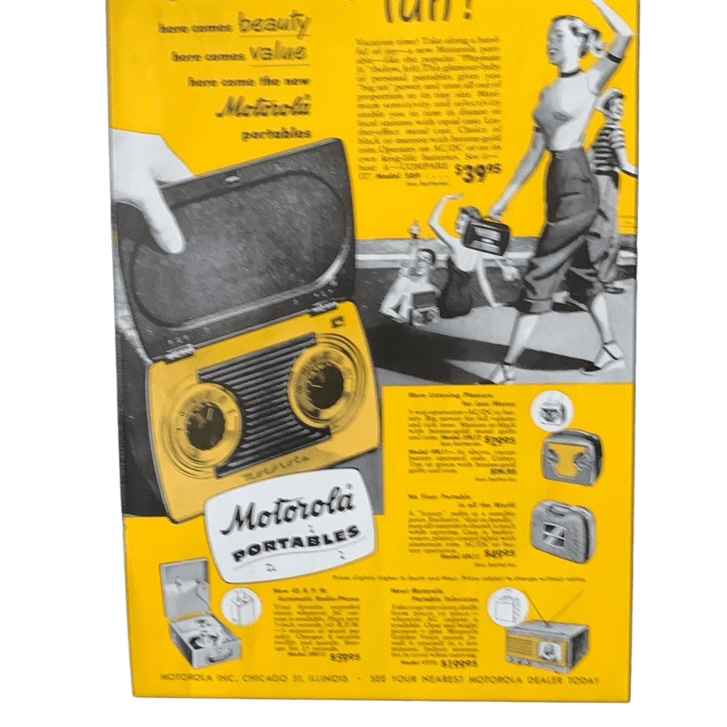 Vintage 1949 Motorola Portables Here Comes Fun Ad Advertisement