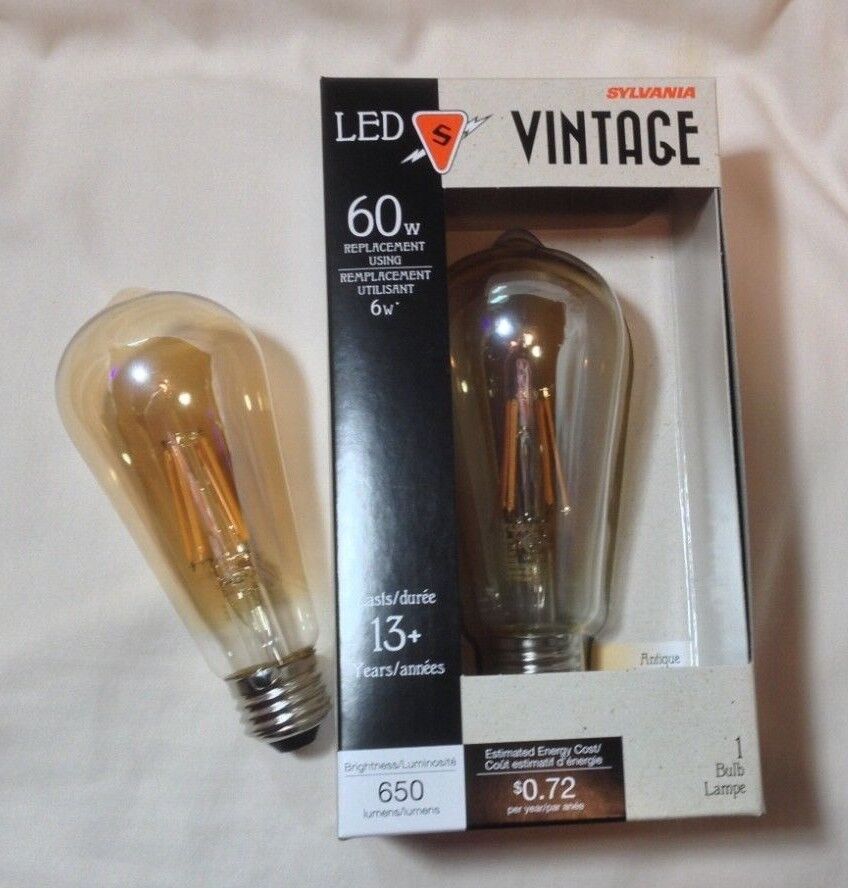 2 NEW LED AMBER tint Light bulb EXTRA WARM low blue 650 lu E26 DIMMABLE 6w = 60w