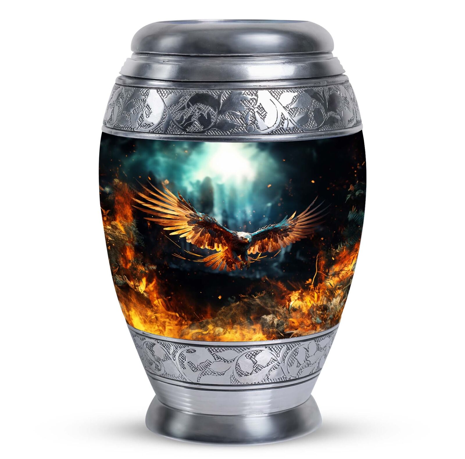Urns For Human Ashes Adult Male Dad Eagle Fly In Fire (10 Inch) Large Urn