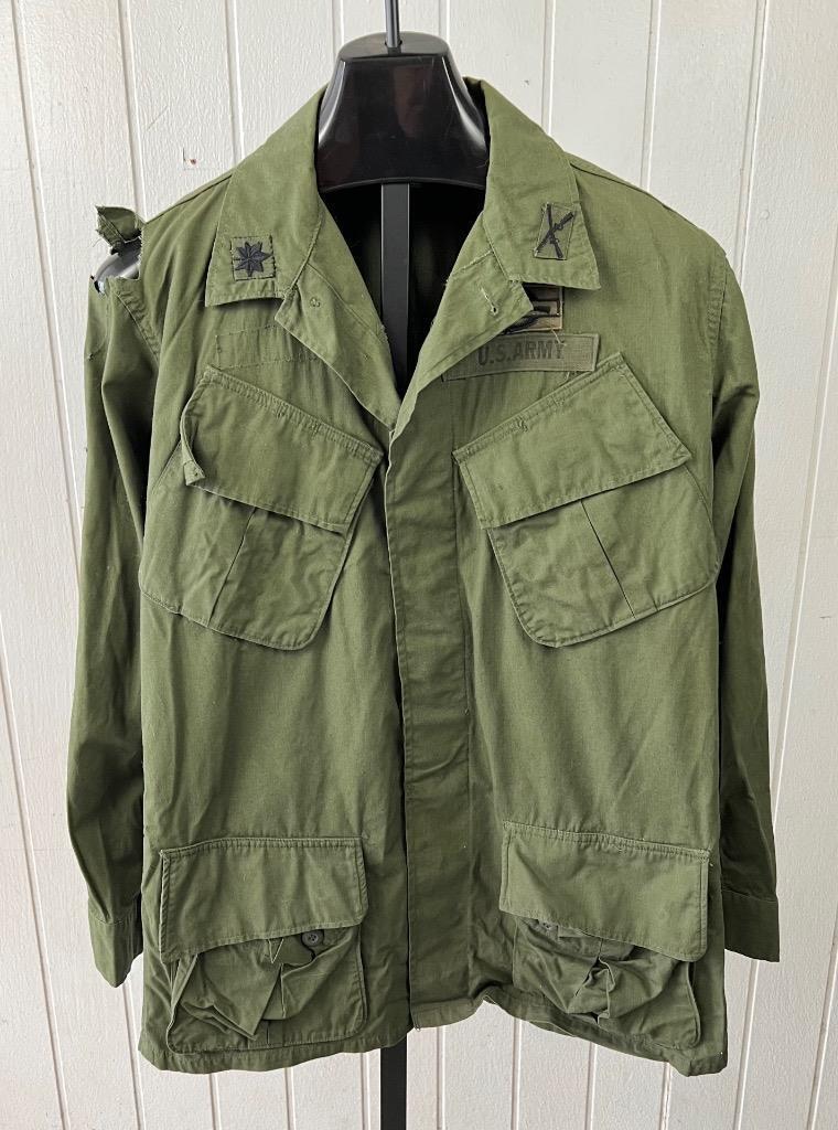Vtg 67\' Army Shirt sz Med Vietnam Tropical Green Jungle Fatigue OG-107 DAMAGED