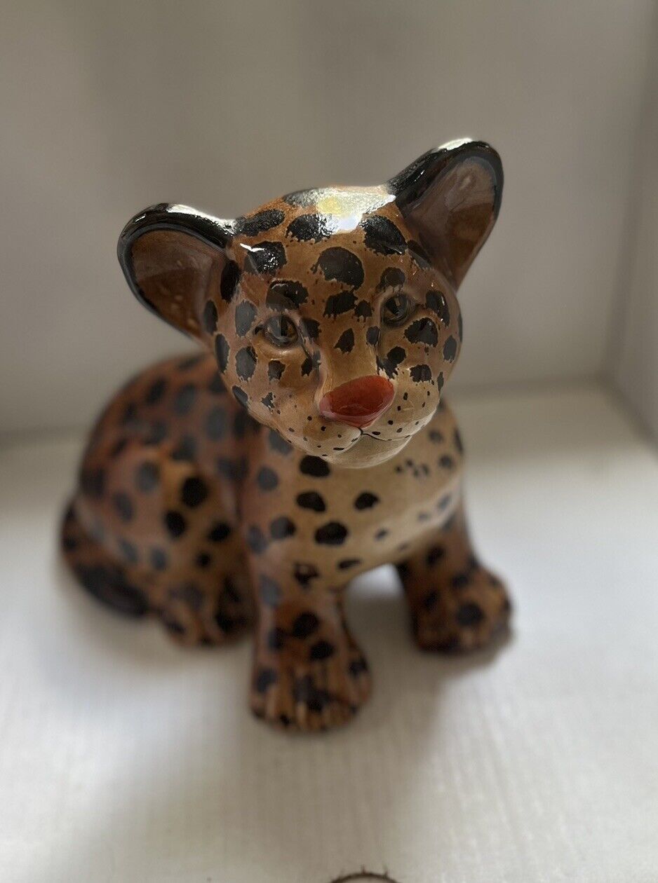 MCM Leopard Figurine Made In Italy For Joseph Magnin Baby Cub Vintage