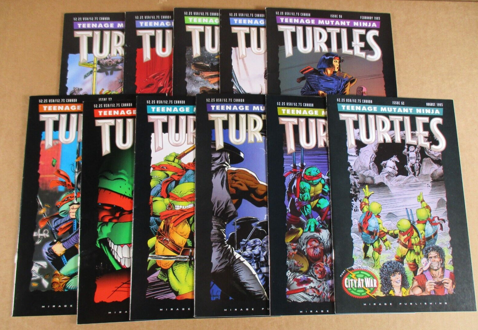 Teenage Mutant Ninja Turtles City At War 52-62  Mirage Publishing 1992