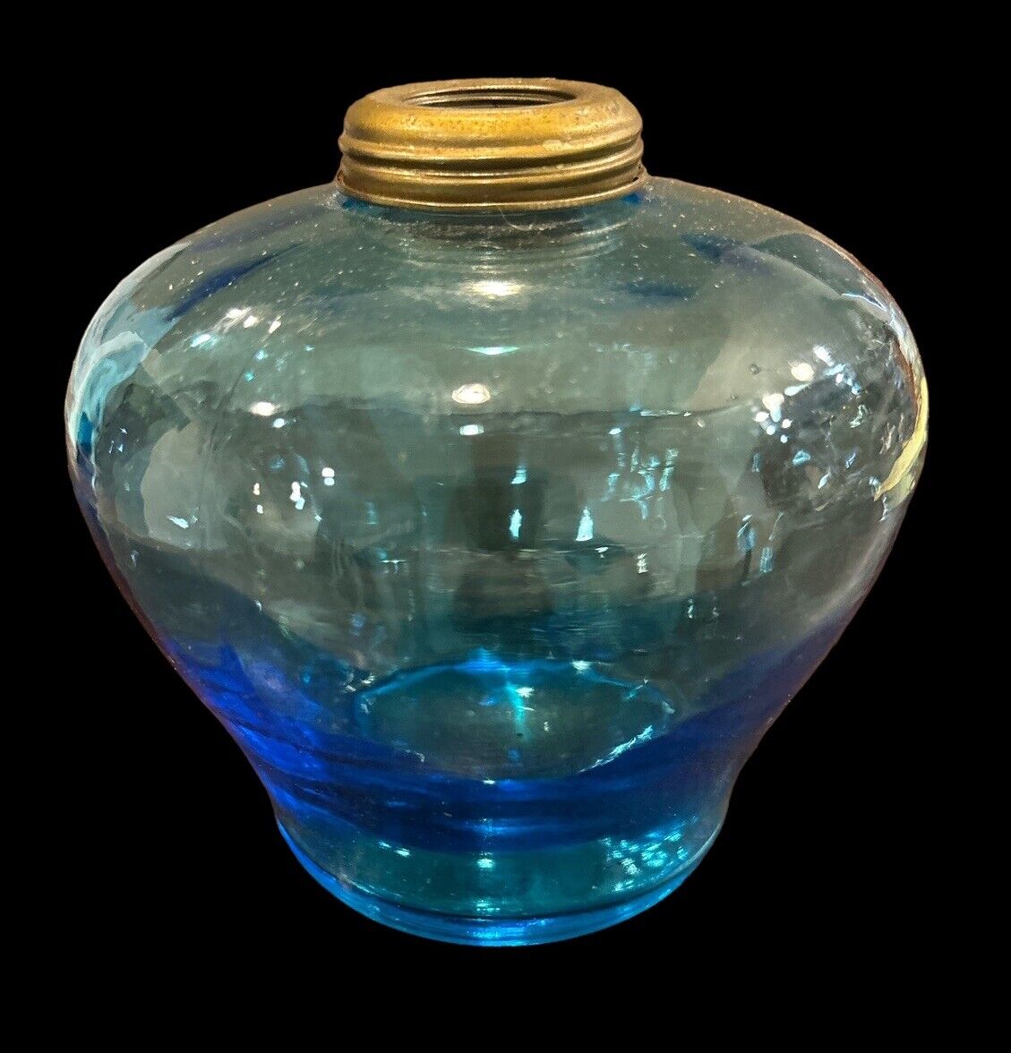 Vintage Blue Glass Oil Lamp Font