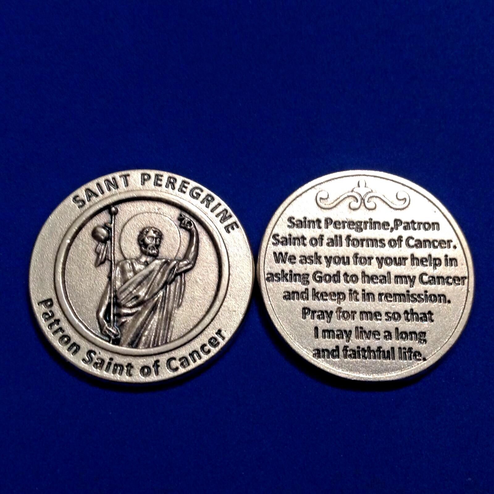 St PEREGRINE Patron Saint of Cancer Pocket Token Protection Healing Medal Prayer