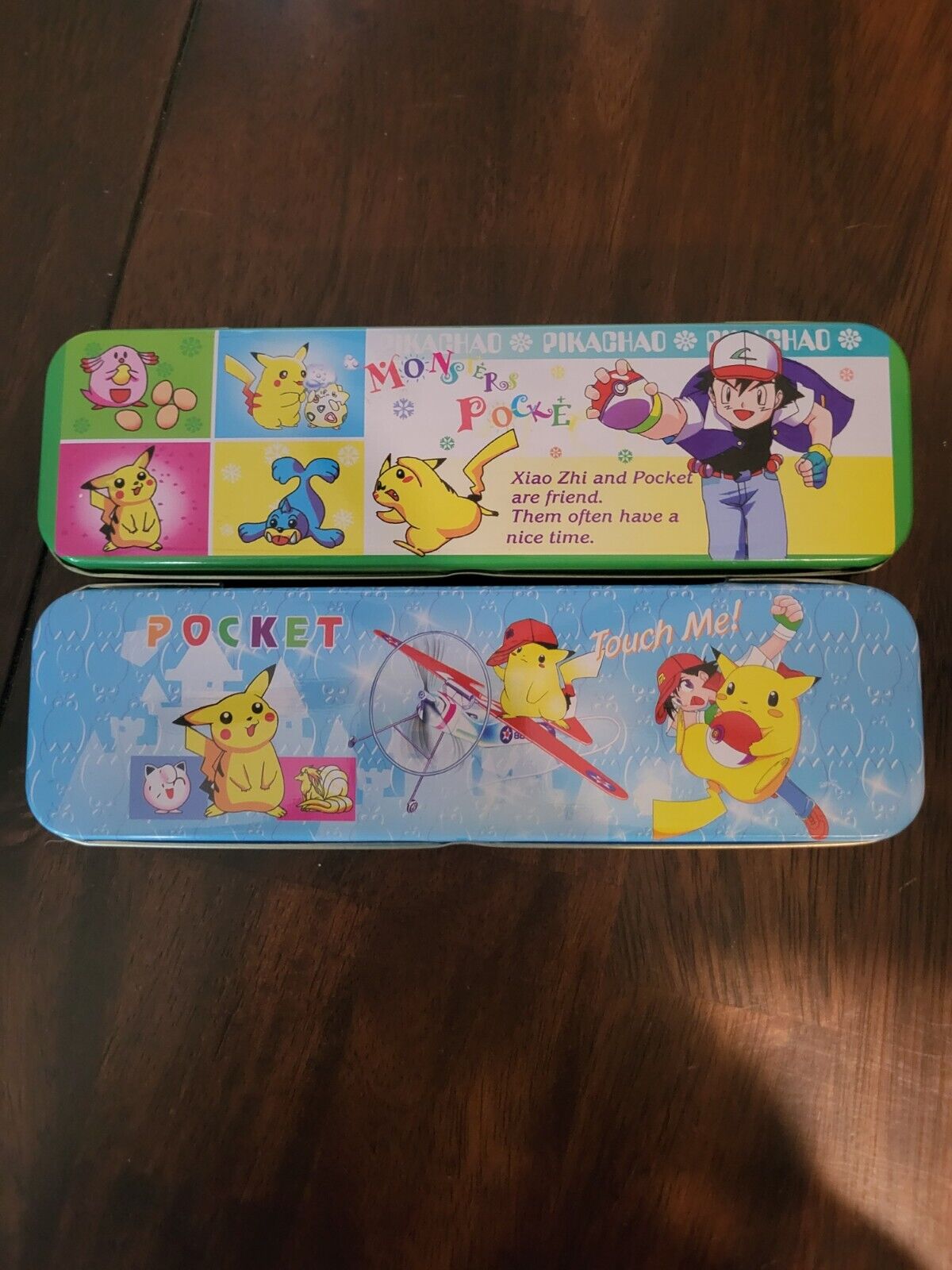 Lot Of 2 Rare Pokemon Pocket Monsters Tin Pencil Cases With Removable Trays
