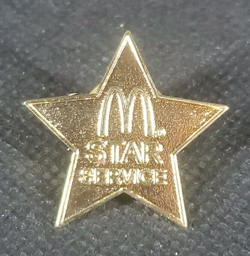 McDonald’s Crew Member Pin Official Star Service Lapel Push Tac Gold Color