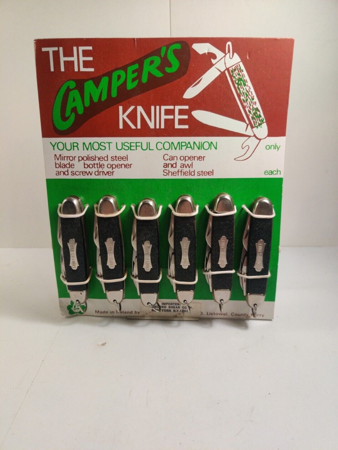 1960’s NOS THE CAMPER'S KNIFE Double Sided STORE DISPLAY With 12 Unused Knives