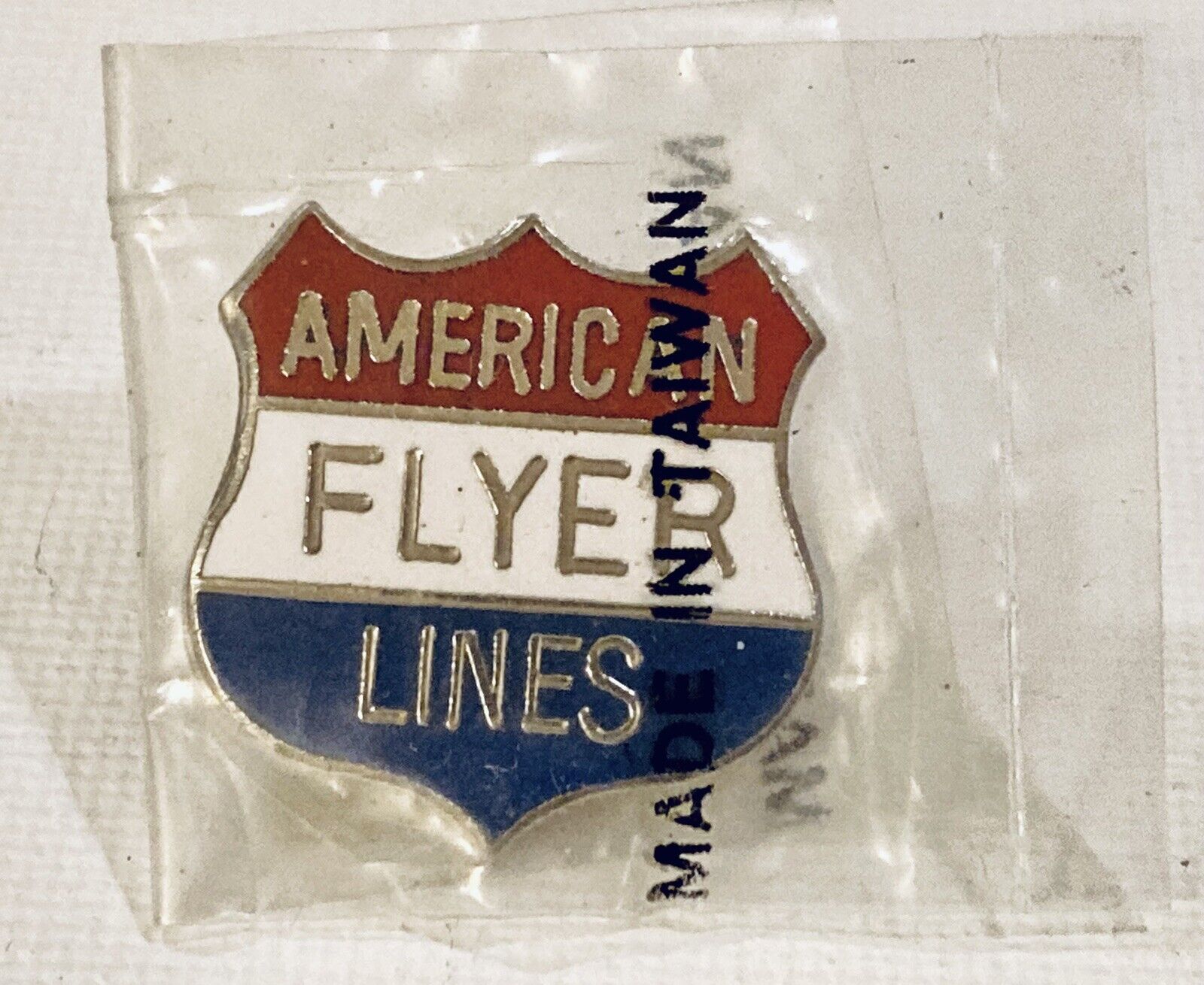 American Flyer Lines Hat Lapel Pin Railway Railroad Red White Blue Enamel Metal