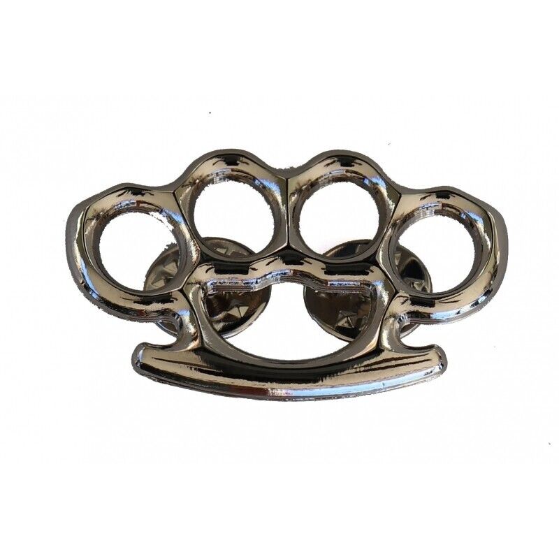 Brass Knuckles Pin Silver Tone Quality Jacket Vest Hat Pin