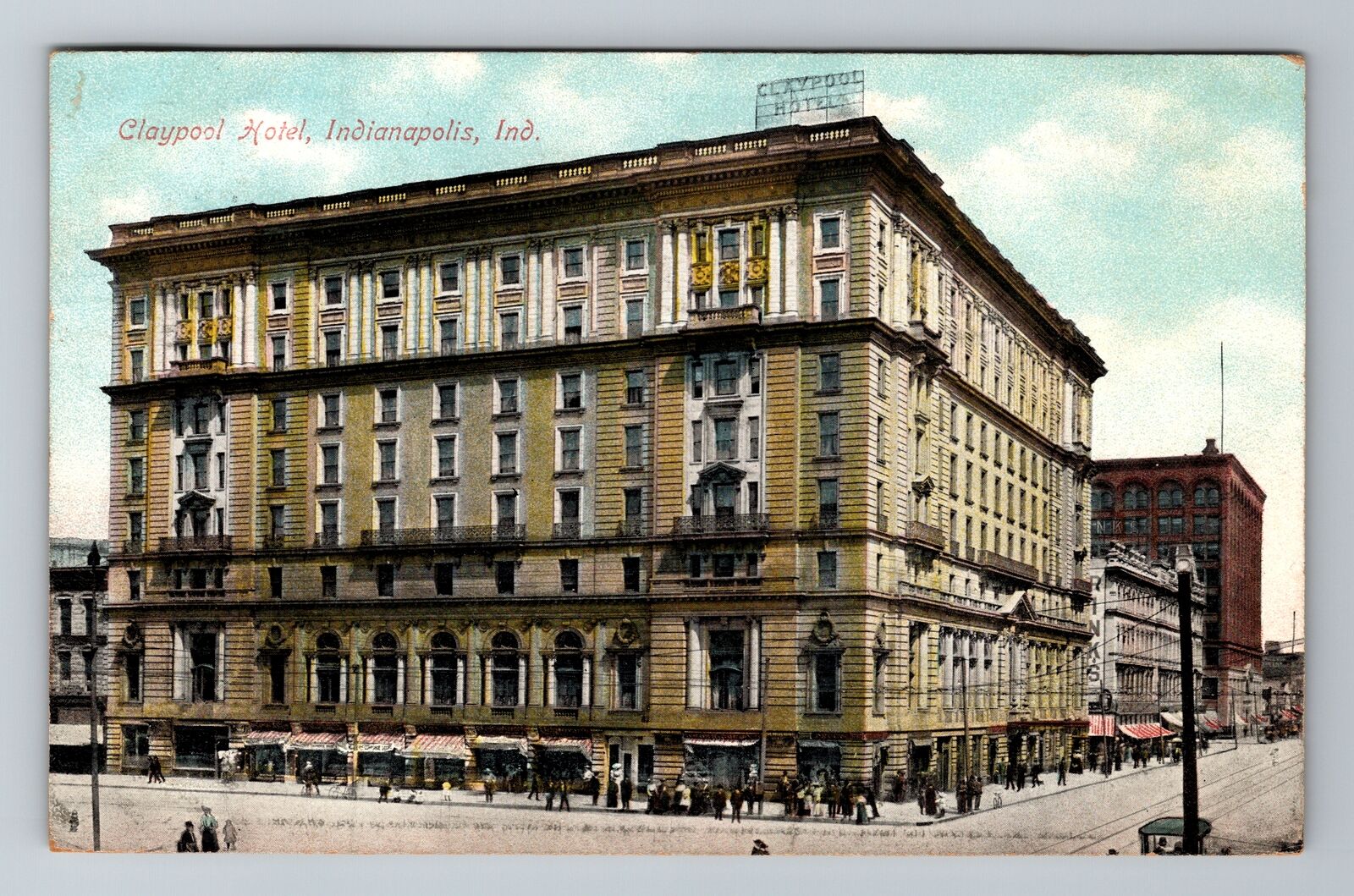 Indianapolis IN-Indiana, Claypool Hotel, Advertising, Vintage c1908 Postcard