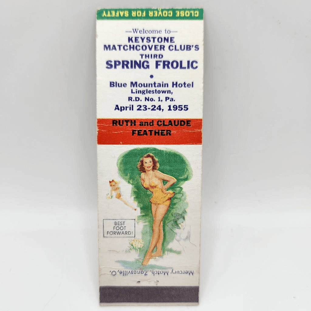 Vintage Girlie Matchcover c.1955 Keystone Matchcover Club Spring Frolic Linglest