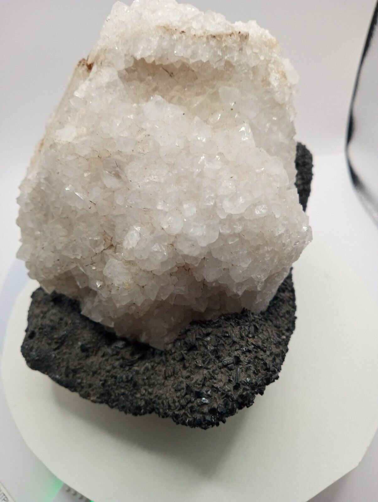Unique  Black Pyrite Fine Crystals w/ Clear Quartz -  ~