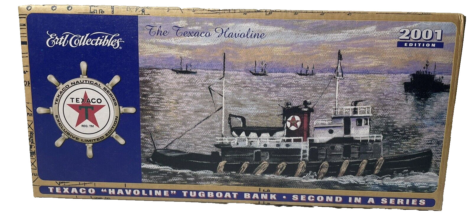 2001 TEXACO HAVOLINE TUGBOAT BANK DIECAST SECOND IN SERIES ORIG BOX NO 20208P