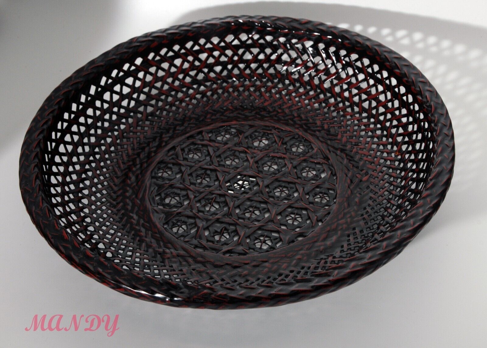Japanese Traditional Bamboo Basket Bowl Wood Woven Lacquerware with chopsticks