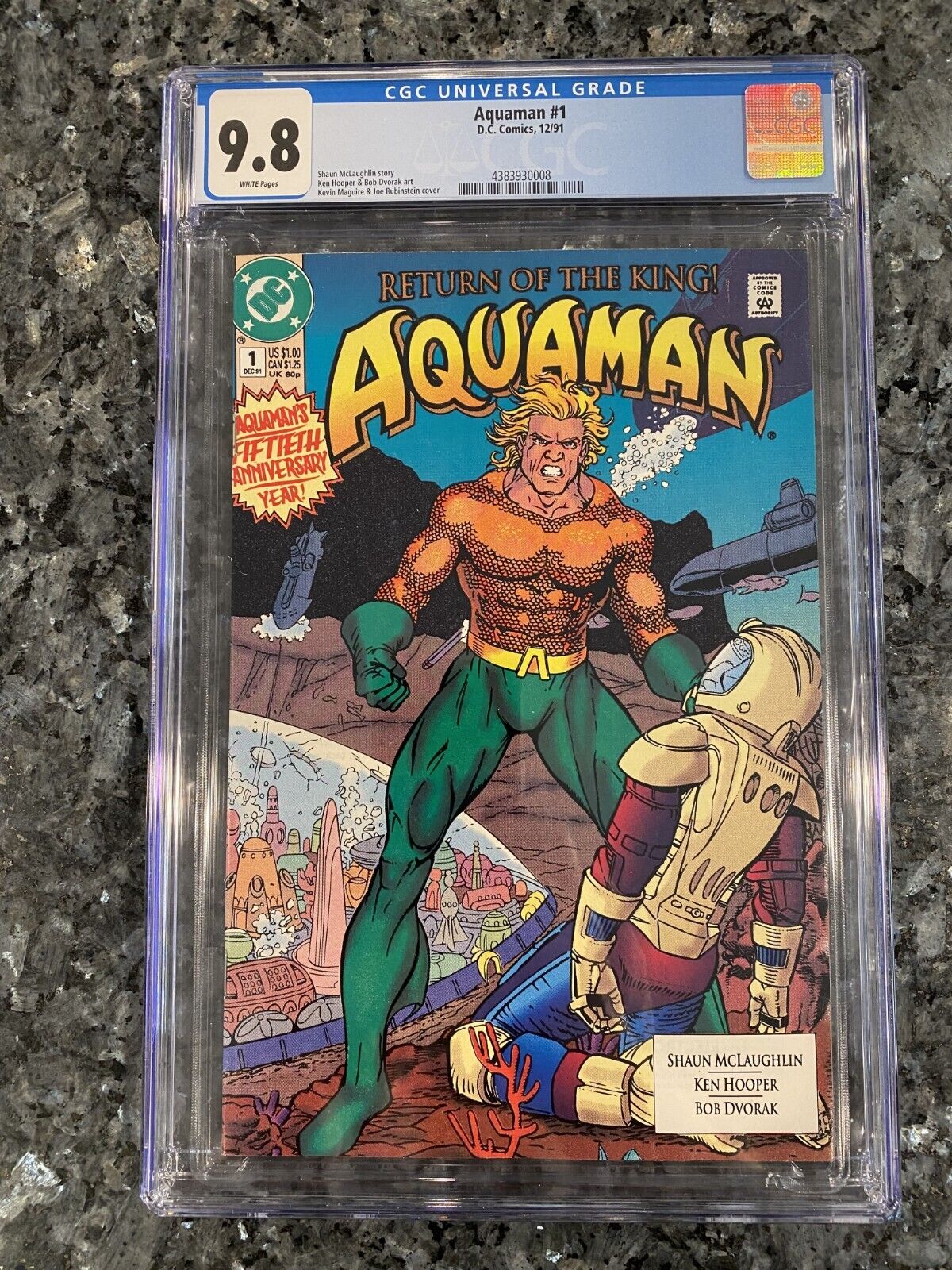 CGC 9.8 Aquaman #1, Vol. 4 DC Comics - Dec 1991 Premiere Issue with White Pages