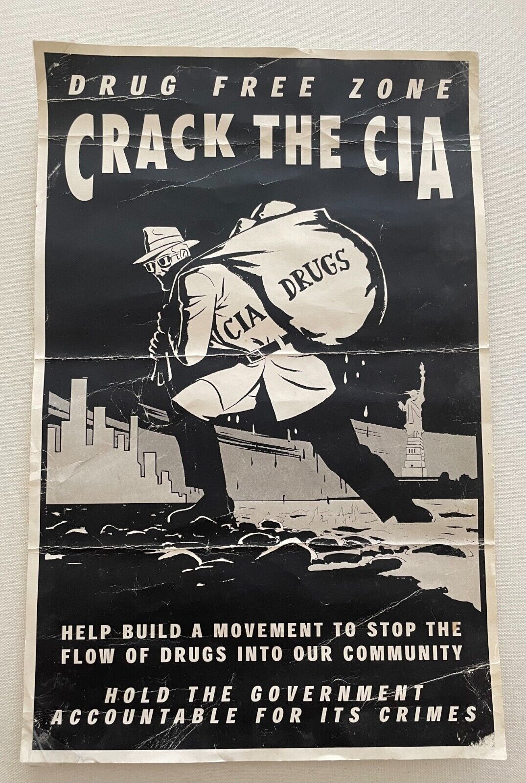 Vintage Political Poster Crack The CIA Drug Free Zone 11\