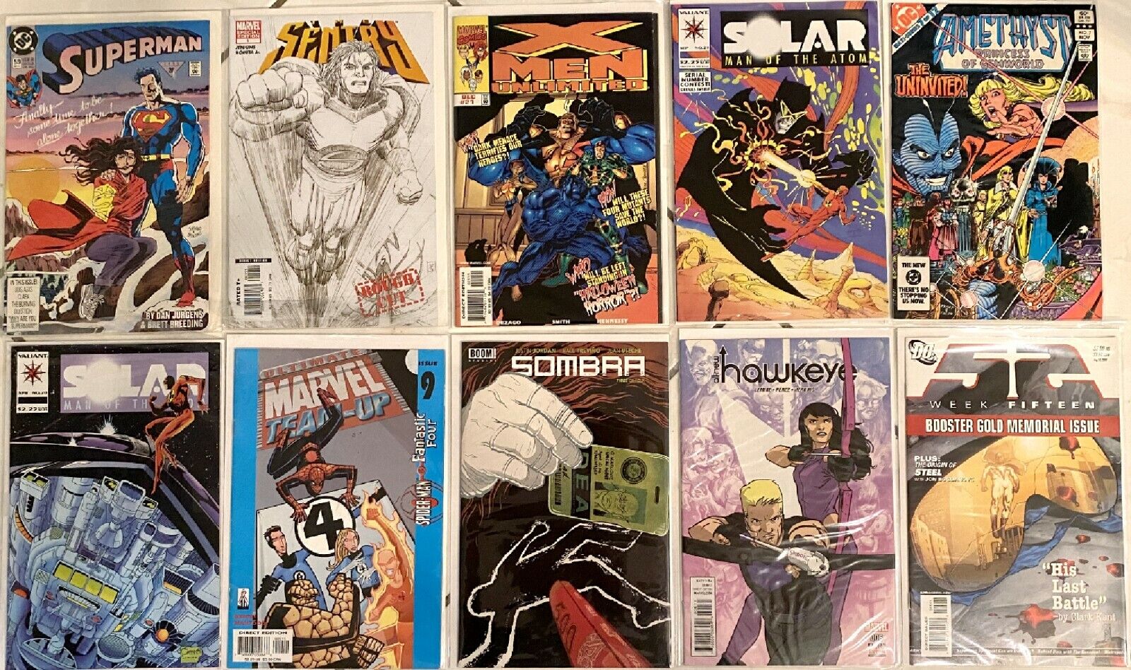 10 Comic Books Superman Hawkeye 52 Sombra Solar Sentry X-Men Marvel and more