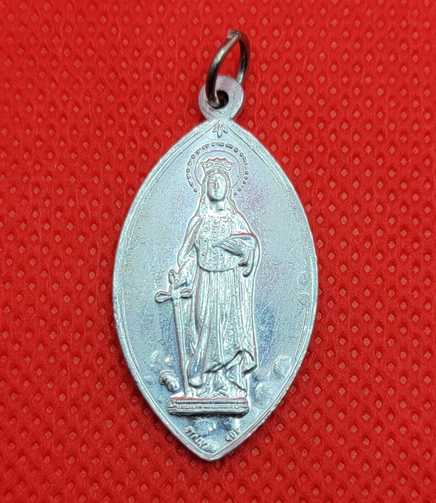 Vintage St. Dymphana Catholic Miraculous Medal Pedant Italy