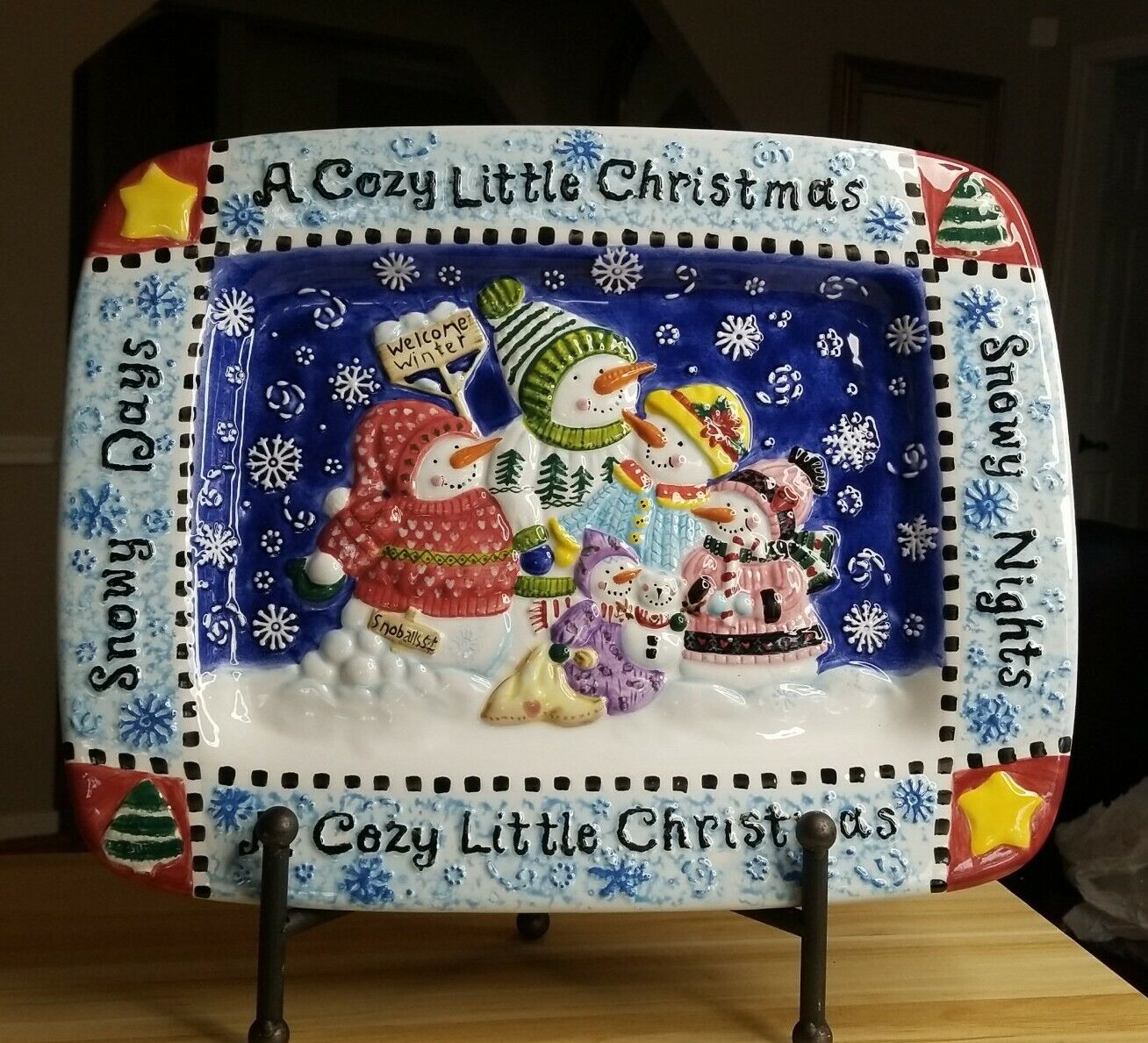 Brother Sister Studio A Cozy Little Christmas tray 1999 Unique Rare to find 