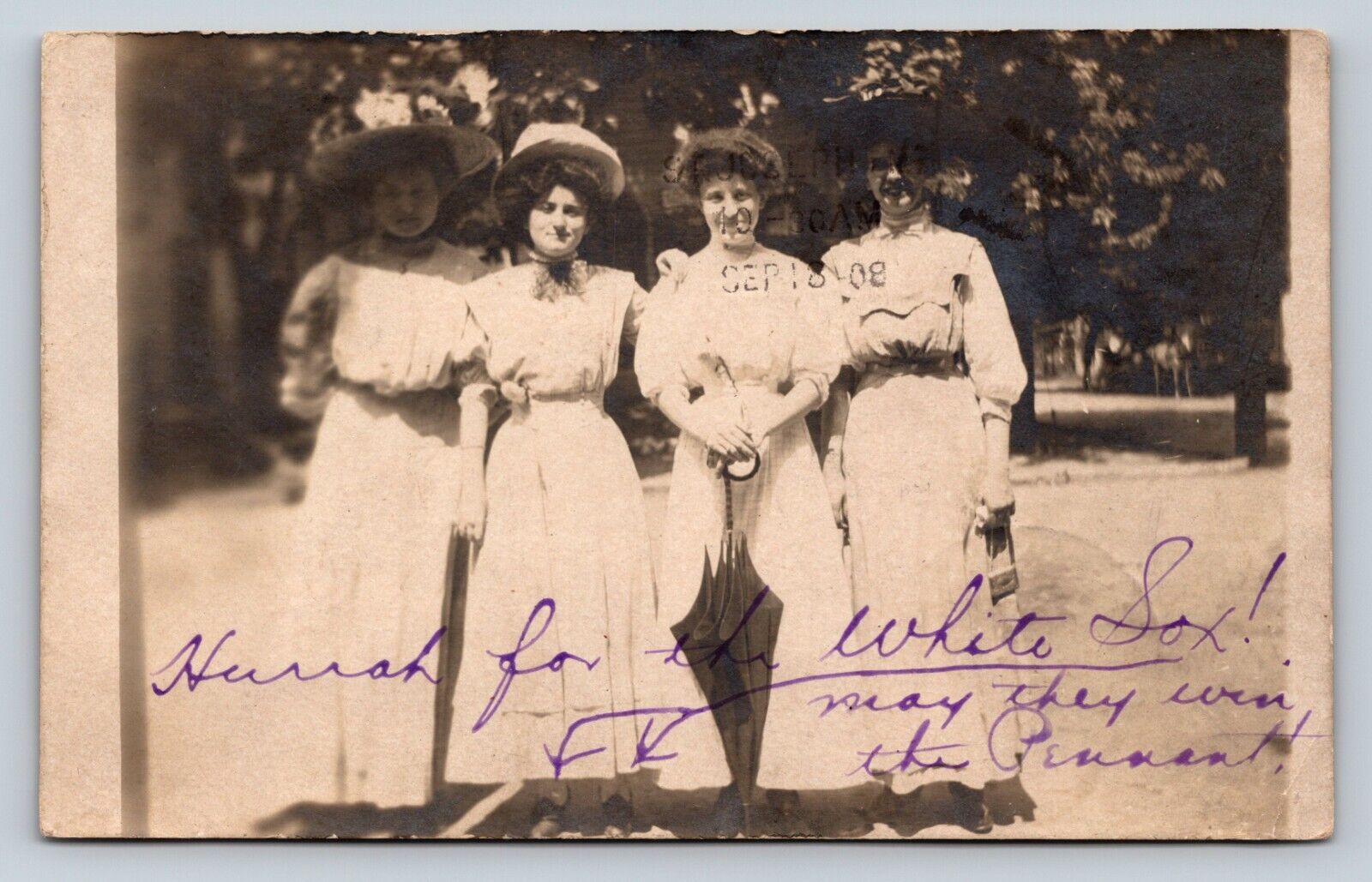 c1908 RPPC Elegant Ladies EXCEPT For Hannah & Her White Socks ANTIQUE Postcard