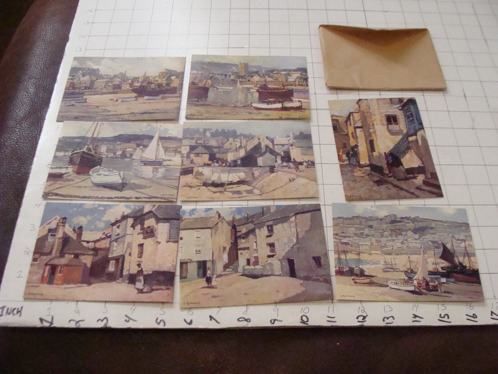 Vintage Postcard set: ST IVES Cornwall 8 cards in pack w Art by LEONARD RICHMOND