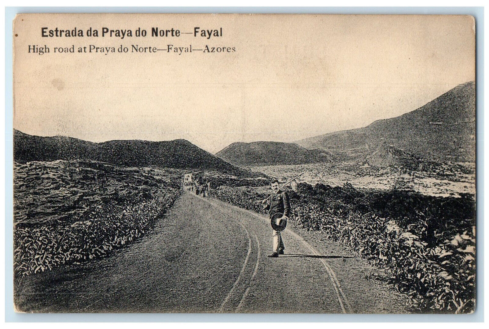 c1910 High Road at Praya Do Norte Fayal Azores Portugal Unposted Postcard