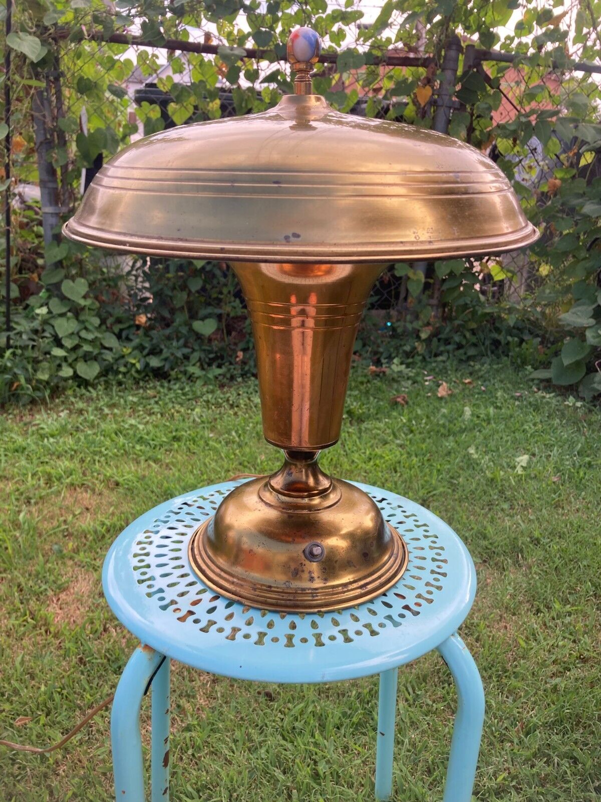 ANTIQUE 1930\'s Classic Art Deco Brass French Style Desk or Table Lamp MUSHROOM