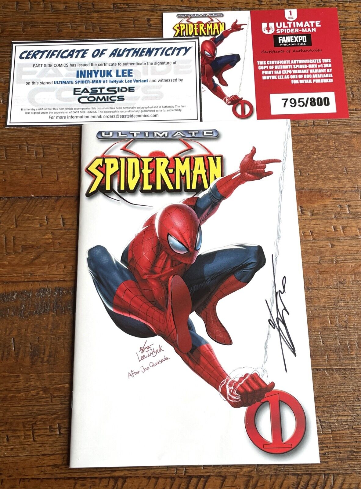ULTIMATE SPIDER-MAN #1 INHYUK LEE SIGNED FAN EXPO PHILLY WHITE VARIANT HOMAGE