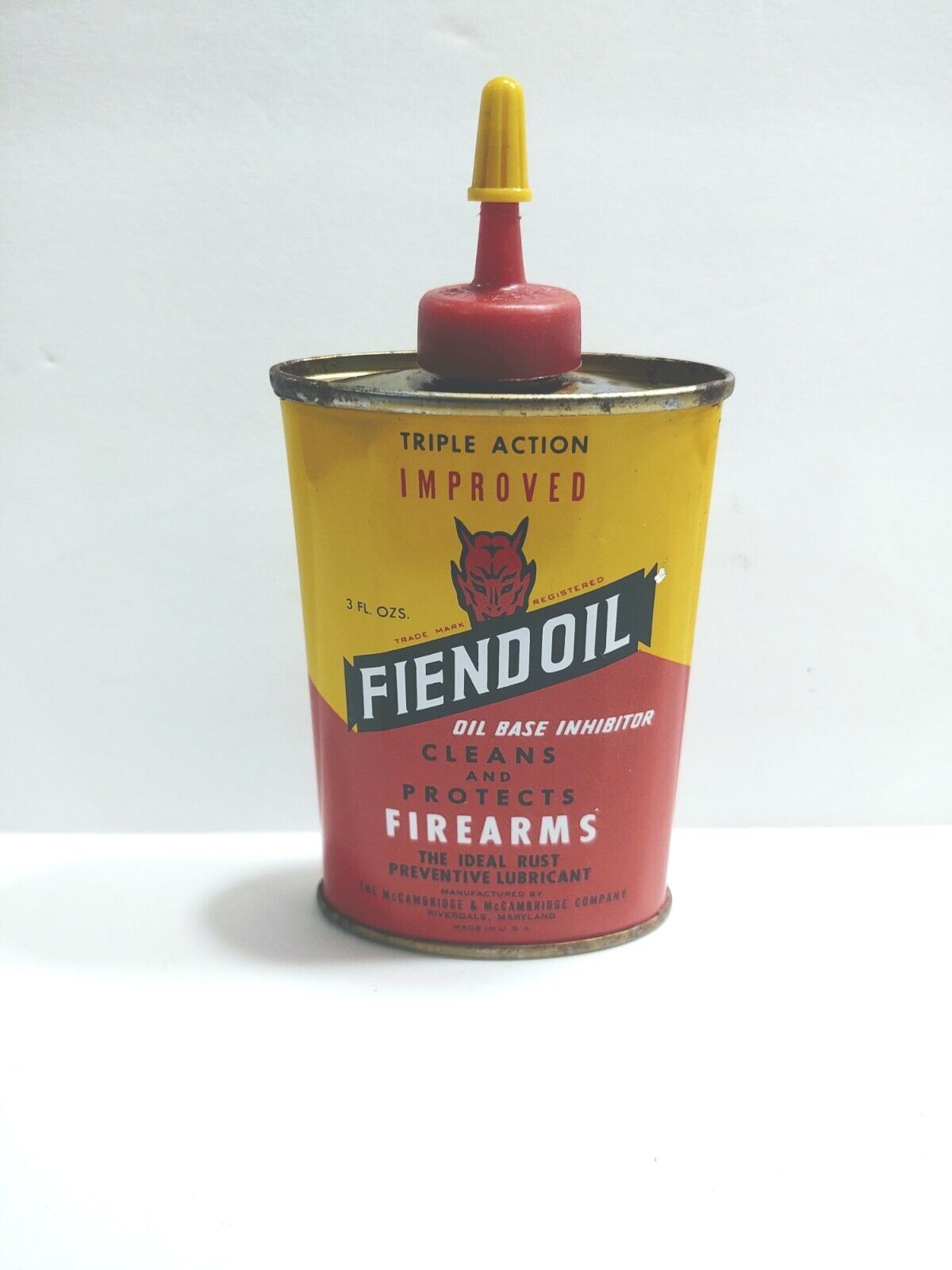 Vintage FIENDOIL Oil Can Oiler Tin Collectable Advertising 