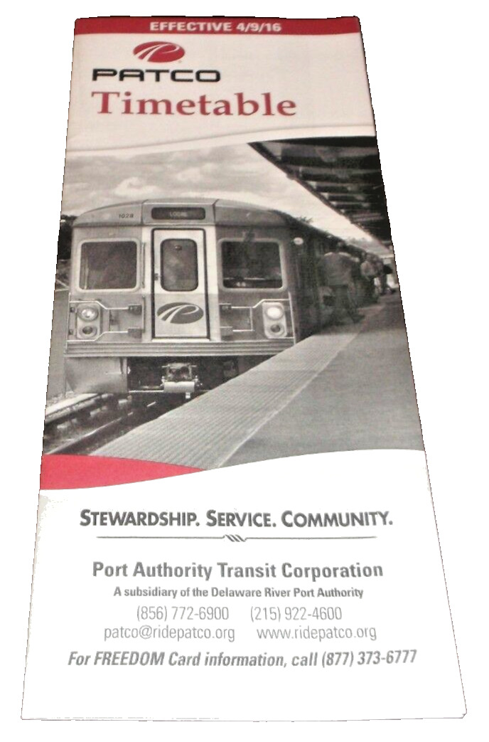 APRIL 2016 PATCO LINDENWOLD, NEW JERSEY PUBLIC TIMETABLE 