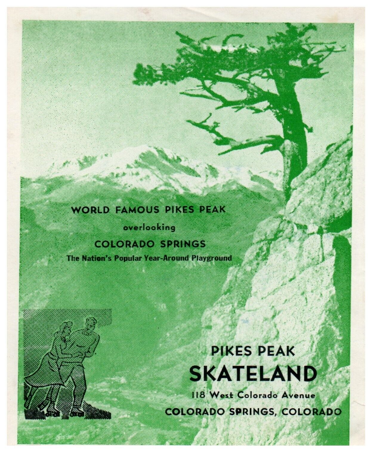 Original 1940s Roller Skating Rink Sticker Pikes Peak Colorado Springs s18