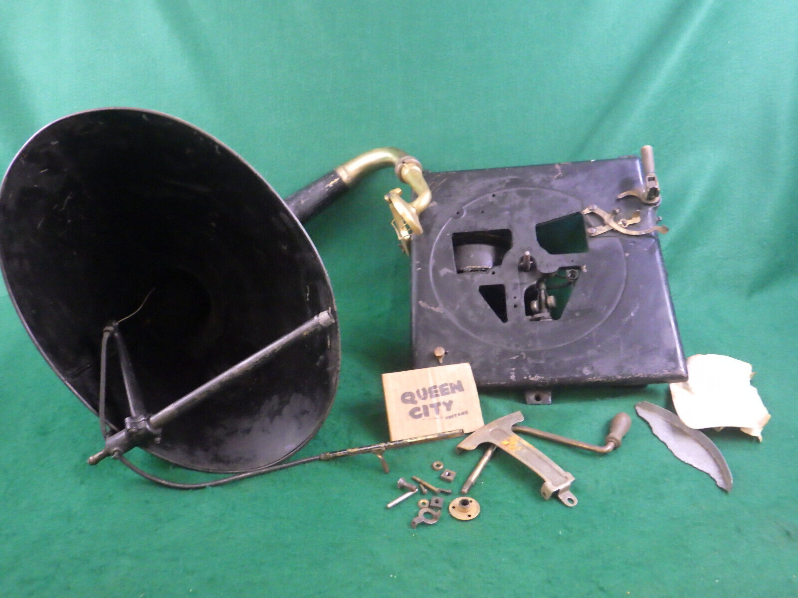 Early Edison cabinet phonograph trumpet+parts lot A-100?