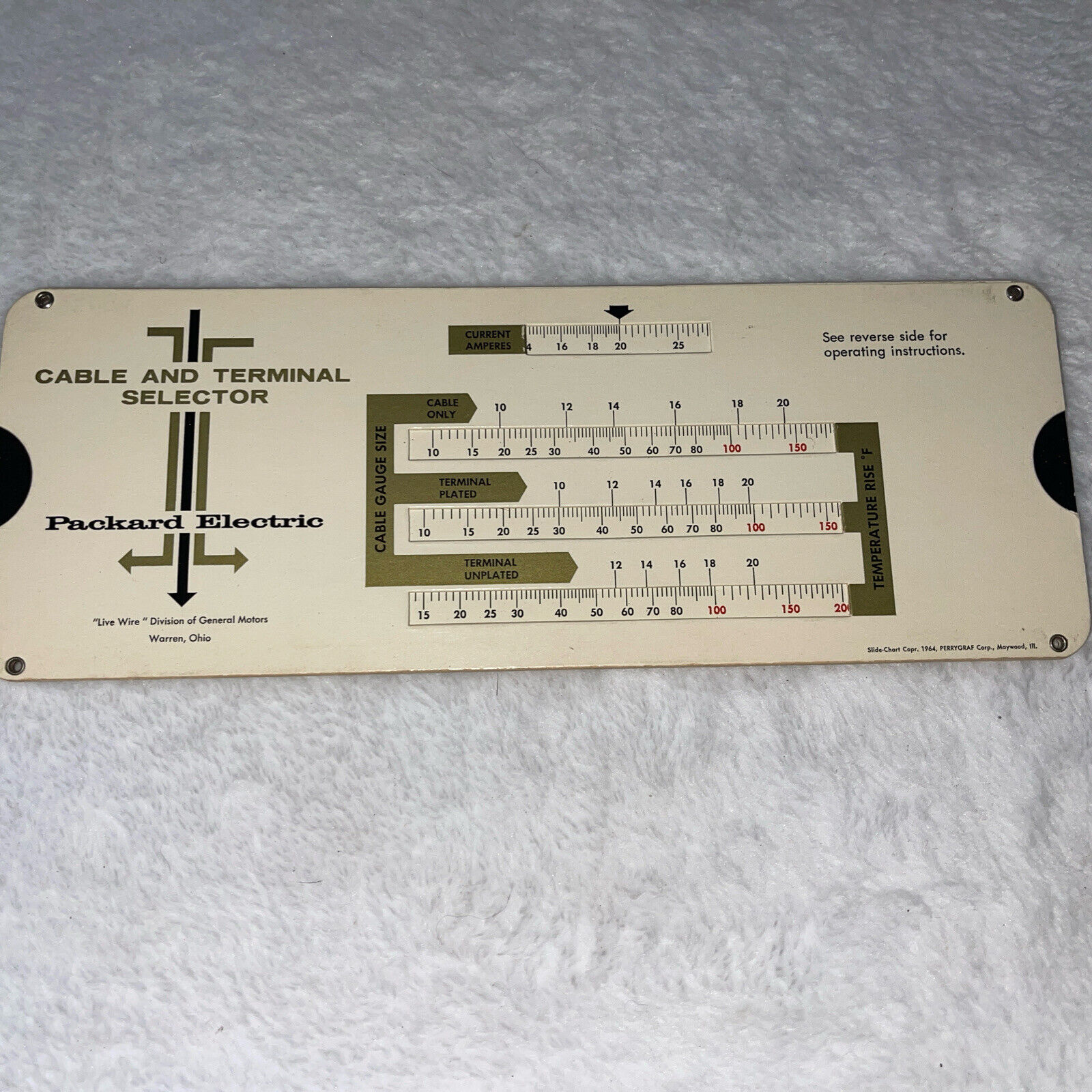 Vintage Packard Electric Voltage Drop Calculator Cable Terminal 1964 Slide Rule