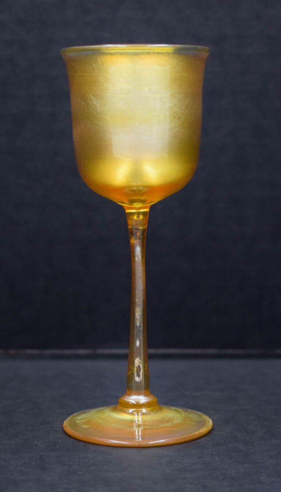 Tiffany Gold Favrille Small Wine Glass, Signed L.C.T. Circa 1920