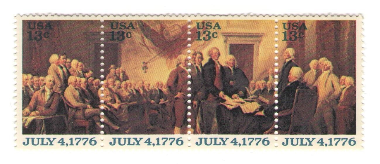 Declaration of Independence Revolution 47 Year Old Mint Vintage Stamp Block 1976