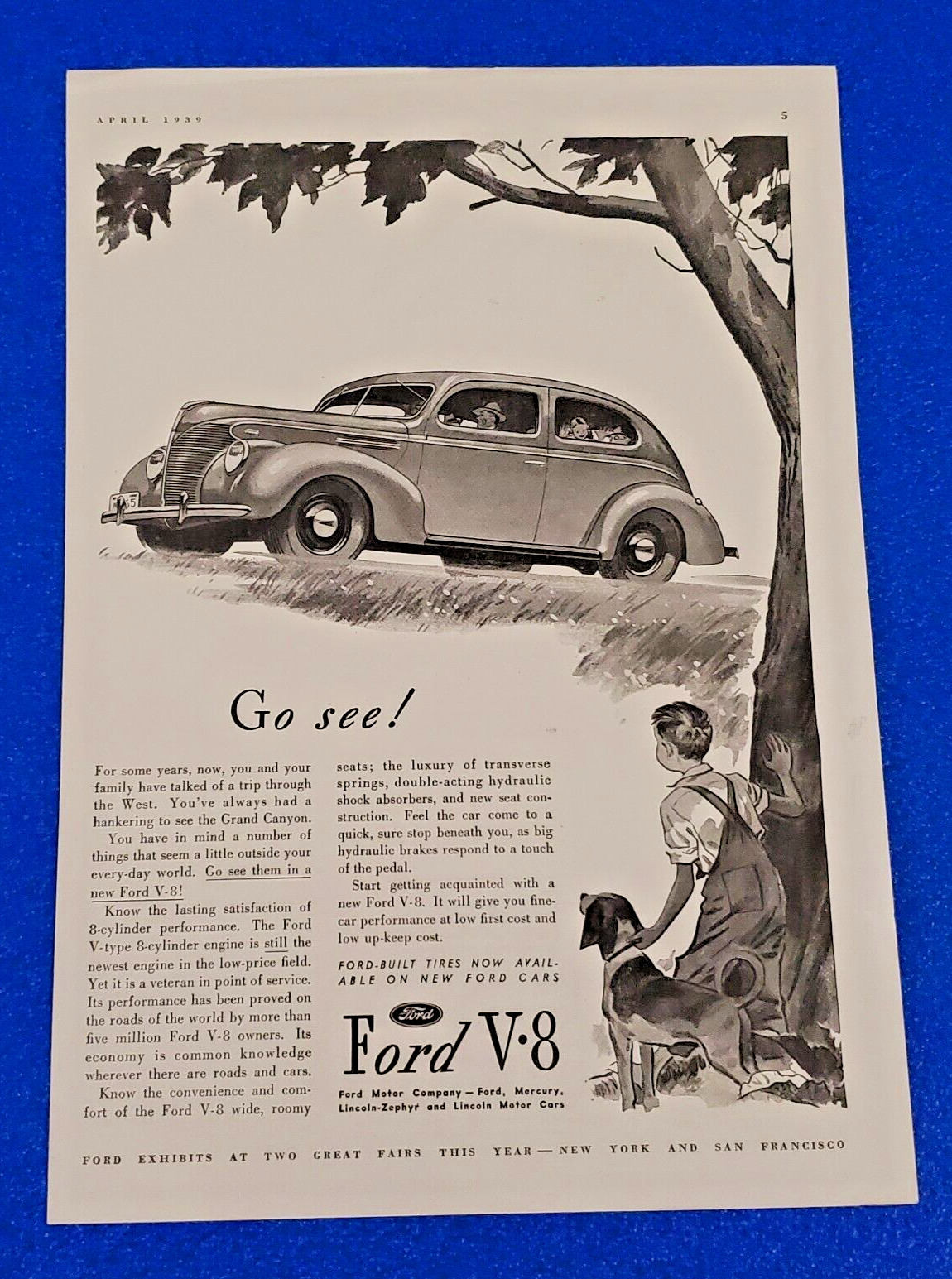 1939 FORD 2-DOOR COUPE V-8 ORIGINAL VINTAGE PRINT AD  LOT (B&W)