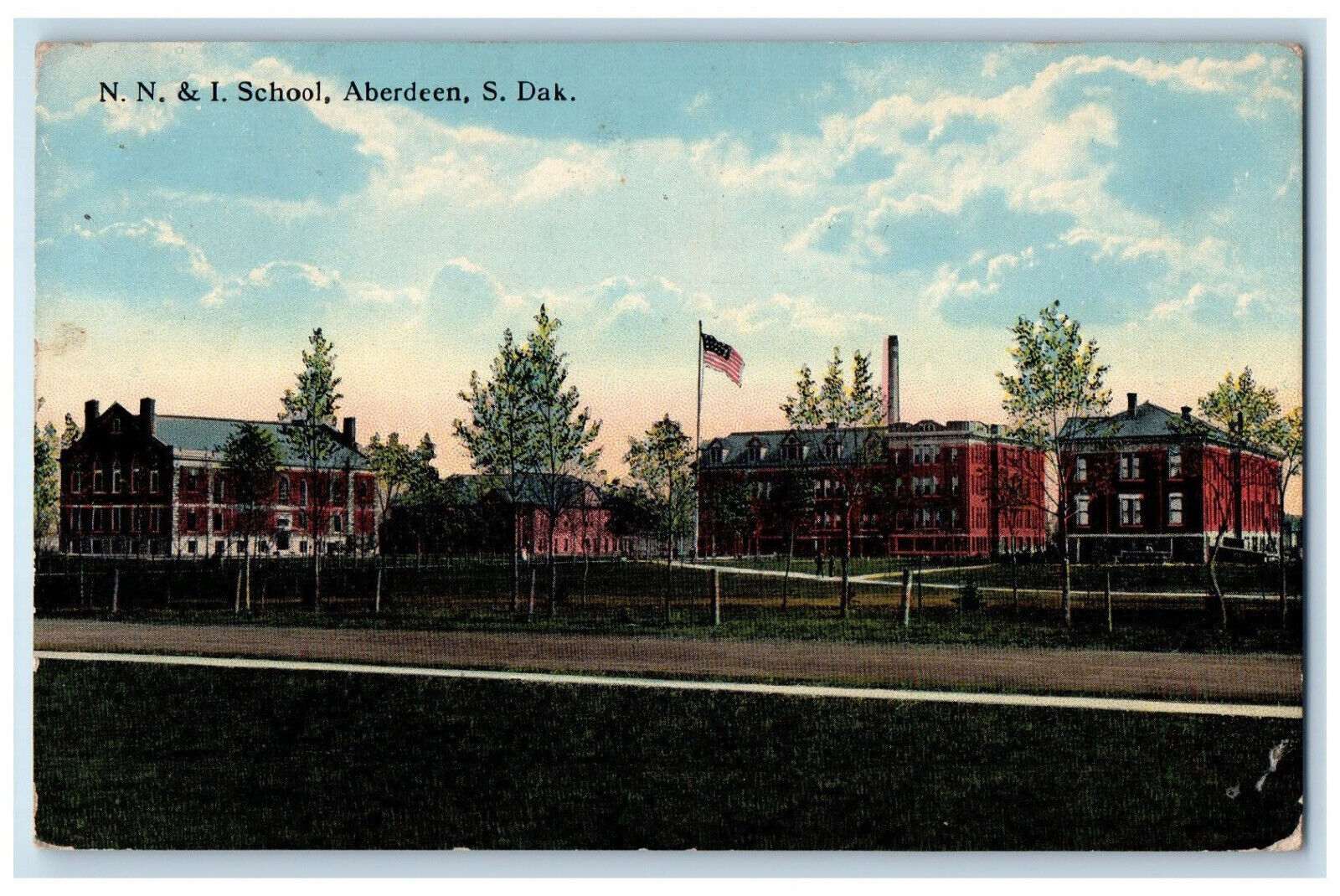 1915 N.N. & I. School Aberdeen South Dakota SD Antique Bloom Bros Co. Postcard