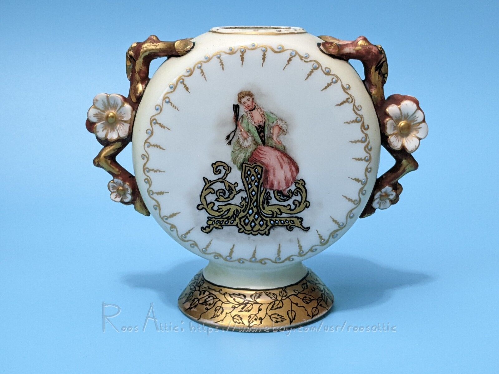 Martial Redon Limoges Victorian Style French Vase Marked MR EAM 1891 (Damaged)