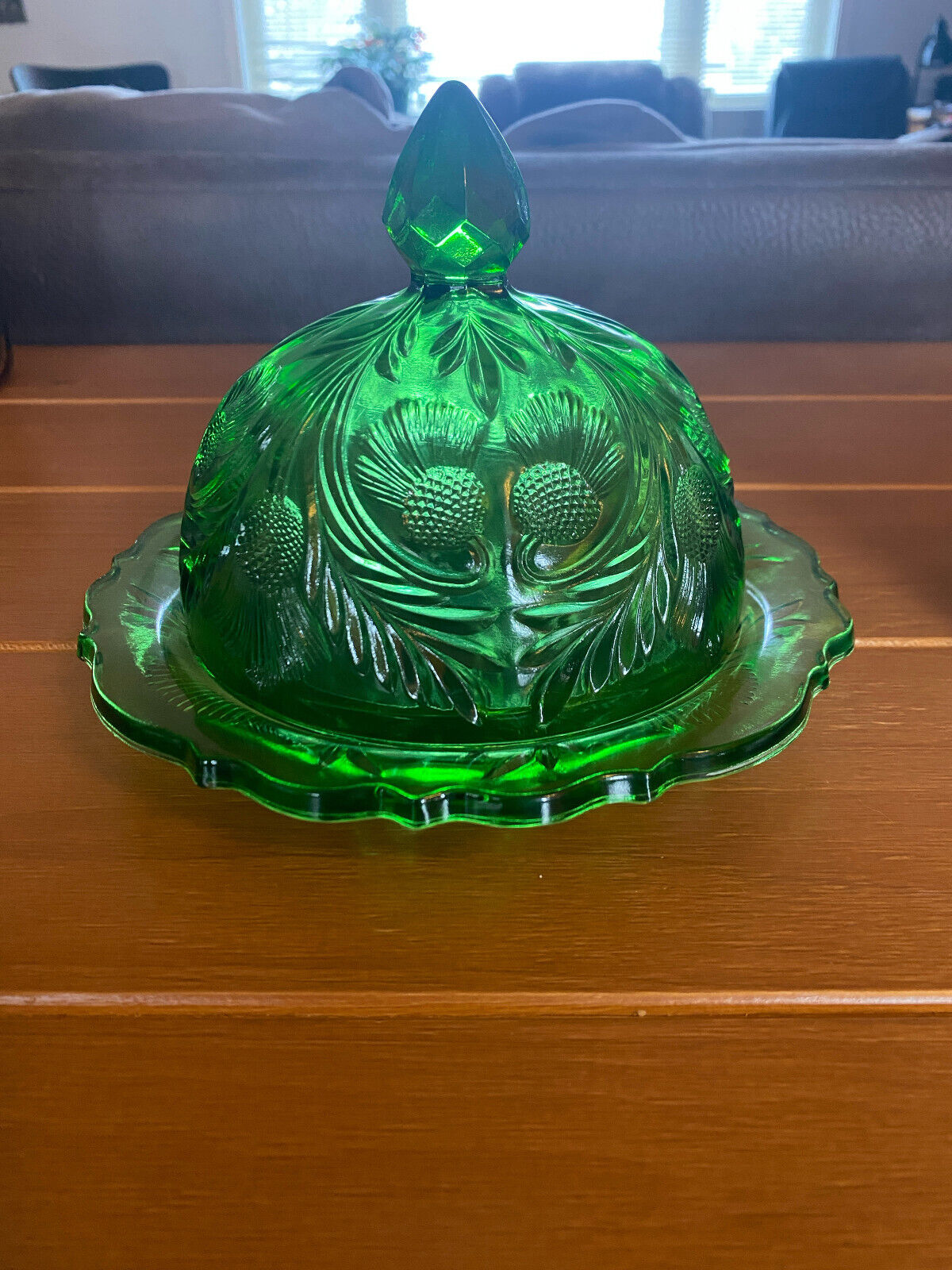 Vintage Cambridge EAPG Inverted Thistle Pattern Glass Covered Butter Dish