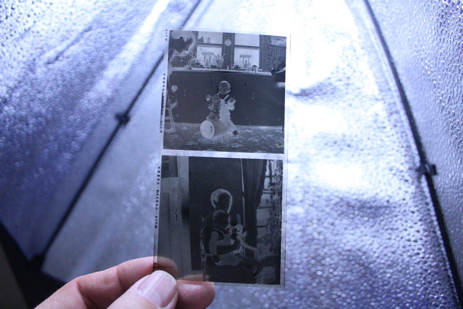 Vintage Kodak Negative with Boy on Trigger Toy Horse 