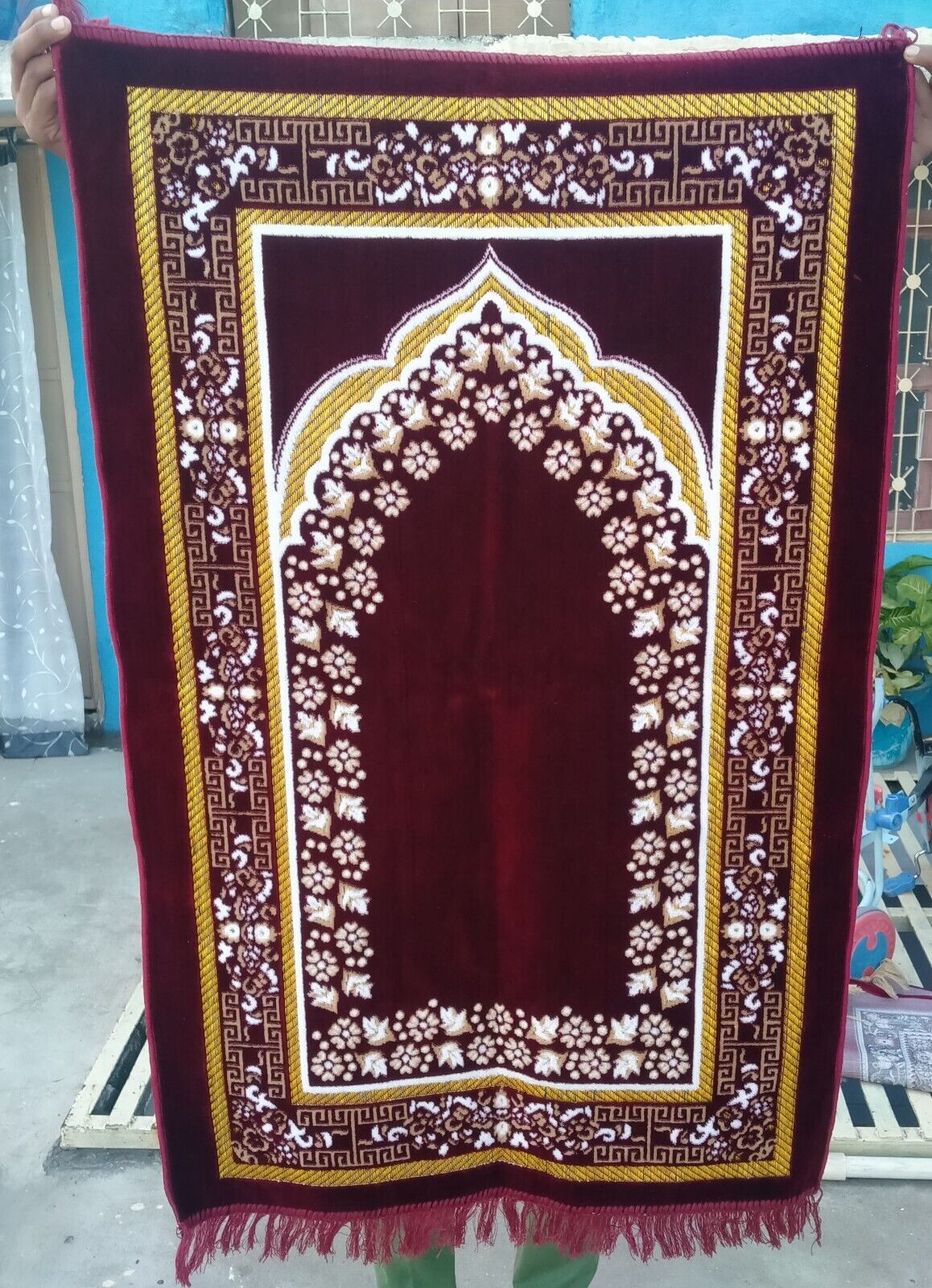 Muslim Quilted Prayer Rug, Islamic Prayer Mat Sajjada Janamaz Shahada Gift