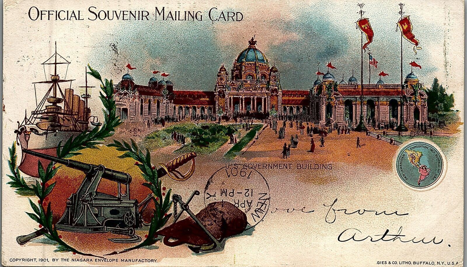 1901 PAN AMERICAN EXPOSITION BUFFALO GOVERNMENT BUILDING MAILING CARD 25-244