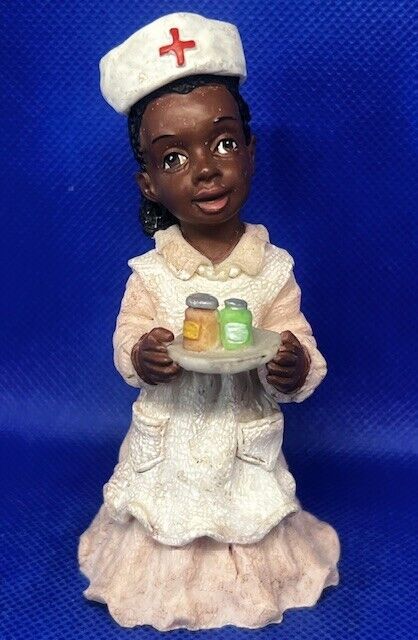 Vintage African American Black Girl Nurse with Medicine Tray Figurine