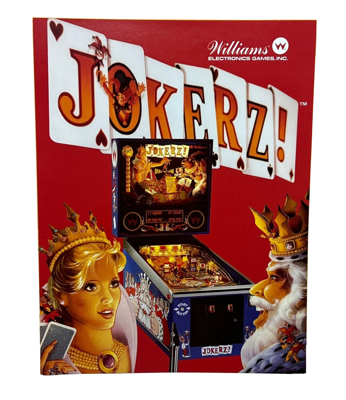 Williams Jokerz Pinball Flyer Original 80s Promo Retro Gameroom Art Vintage