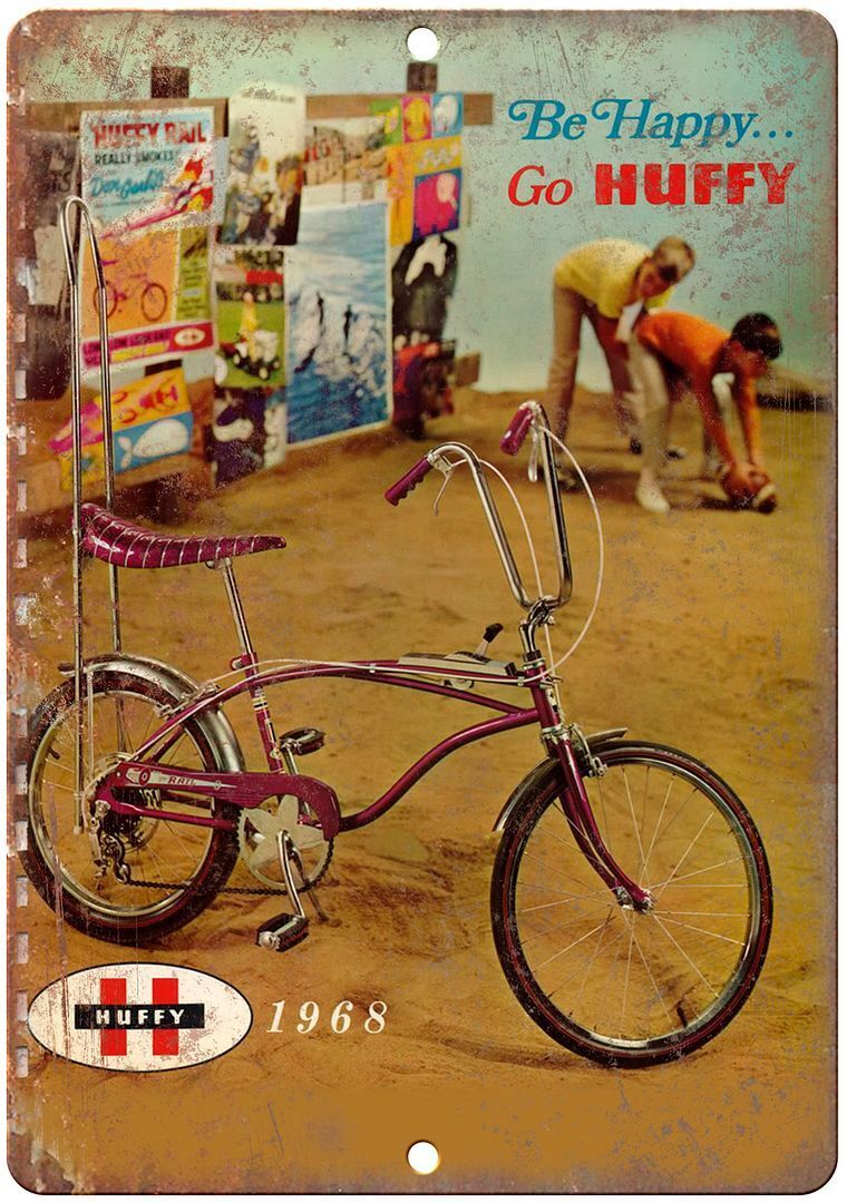 1968 Huffy Bicycle Banana Seat Ad Reproduction Metal Sign B288