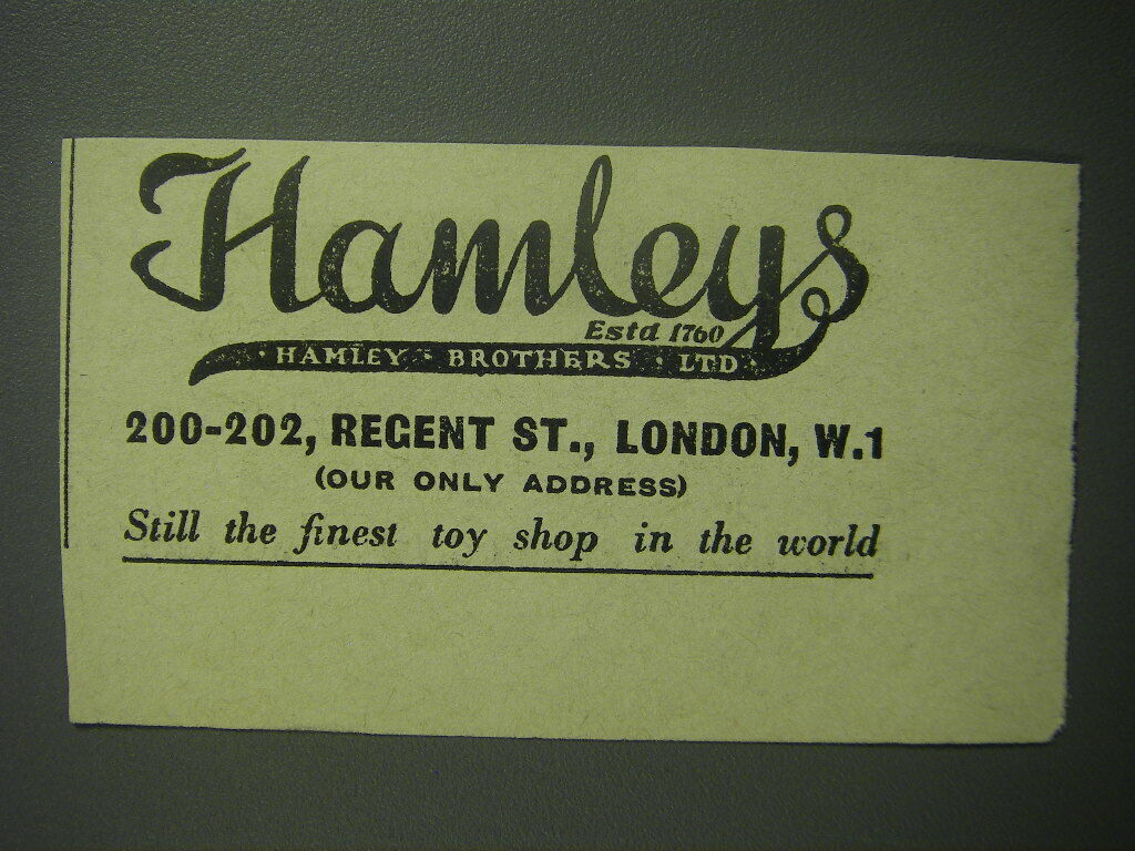 1948 Hamley\'s Toy Shop Ad - Still the finest toy shop in the world